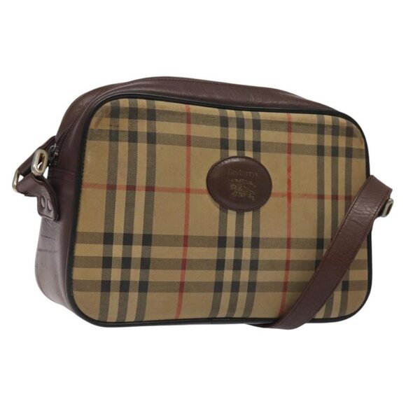 Burberrys Nova Check Shoulder Bag Canvas Beige Auth BA1356 - Picture 1 of 16